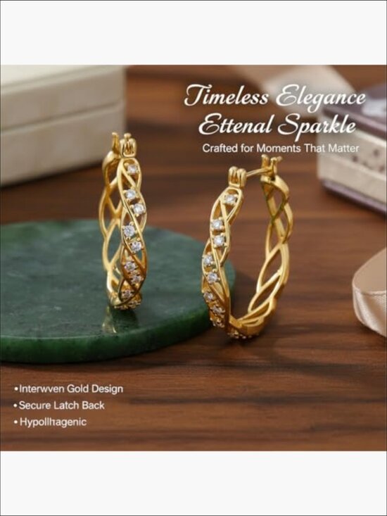 Crystal Huggie Earrings | Small Hypoallergenic Hoops for Women 14K Gold Plated Large 25mm Huggie Hoop Earrings with Cubic Zirconia